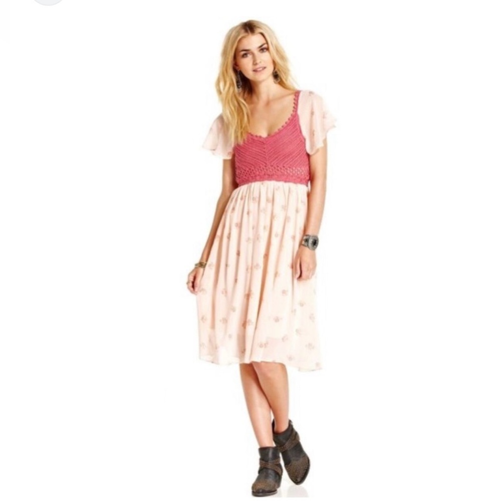 Free People - Crotchet cottagecore chiffon floral dress
